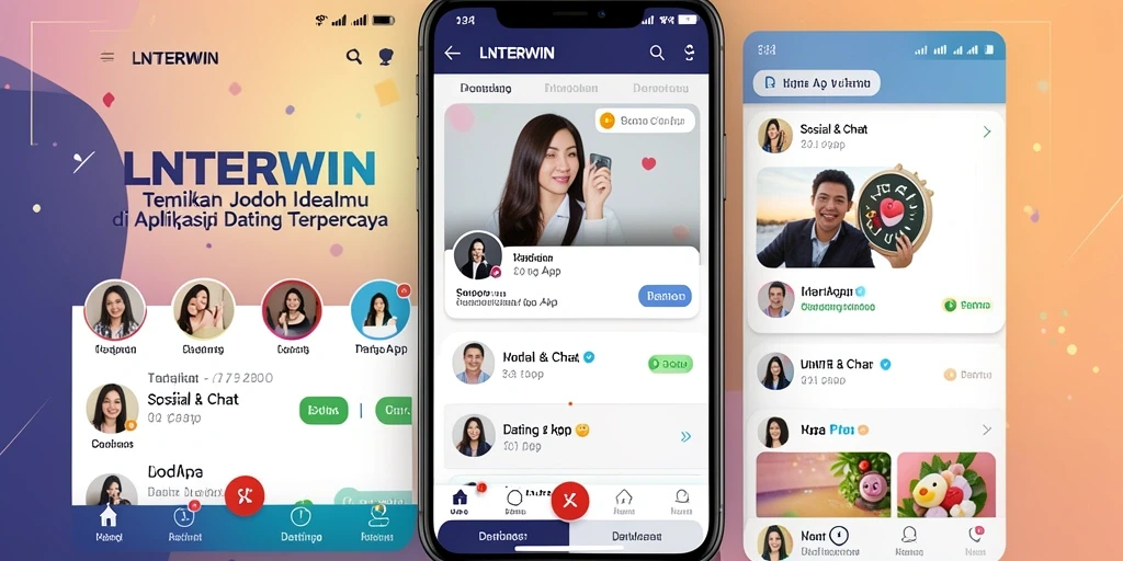 Antarmuka LNTERWIN yang modern dan interaktif untuk kencan online.