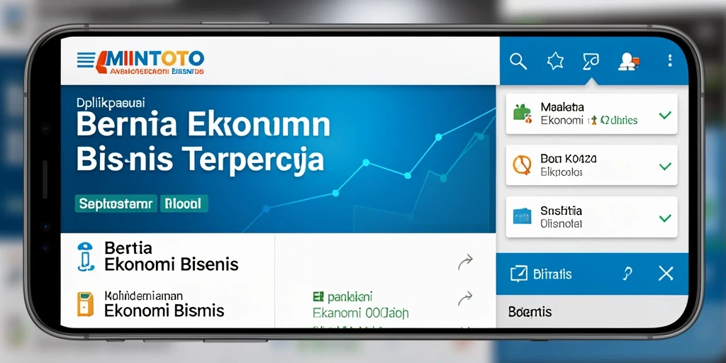 Tampilan antarmuka utama MINTOTO dengan berbagai kategori berita Ekonomi Bisnis.