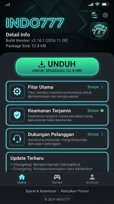 Tampilan halaman APK indo777